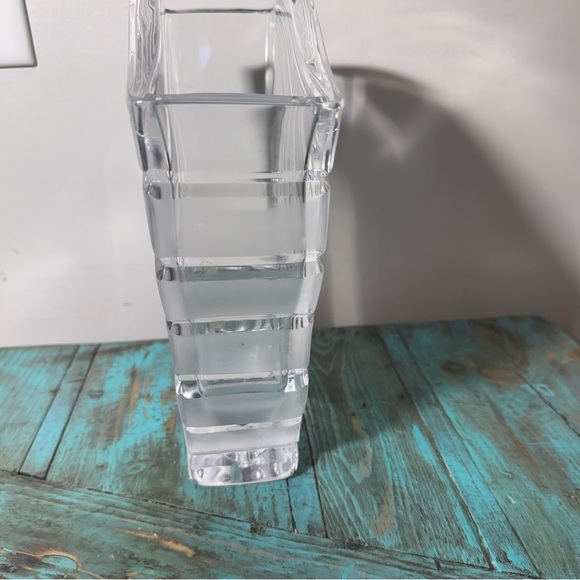 70s Art Deco Style Fluted Fan Shaped Heavy Crystal Vase French Art Vannes Style - Picture 7 of 13